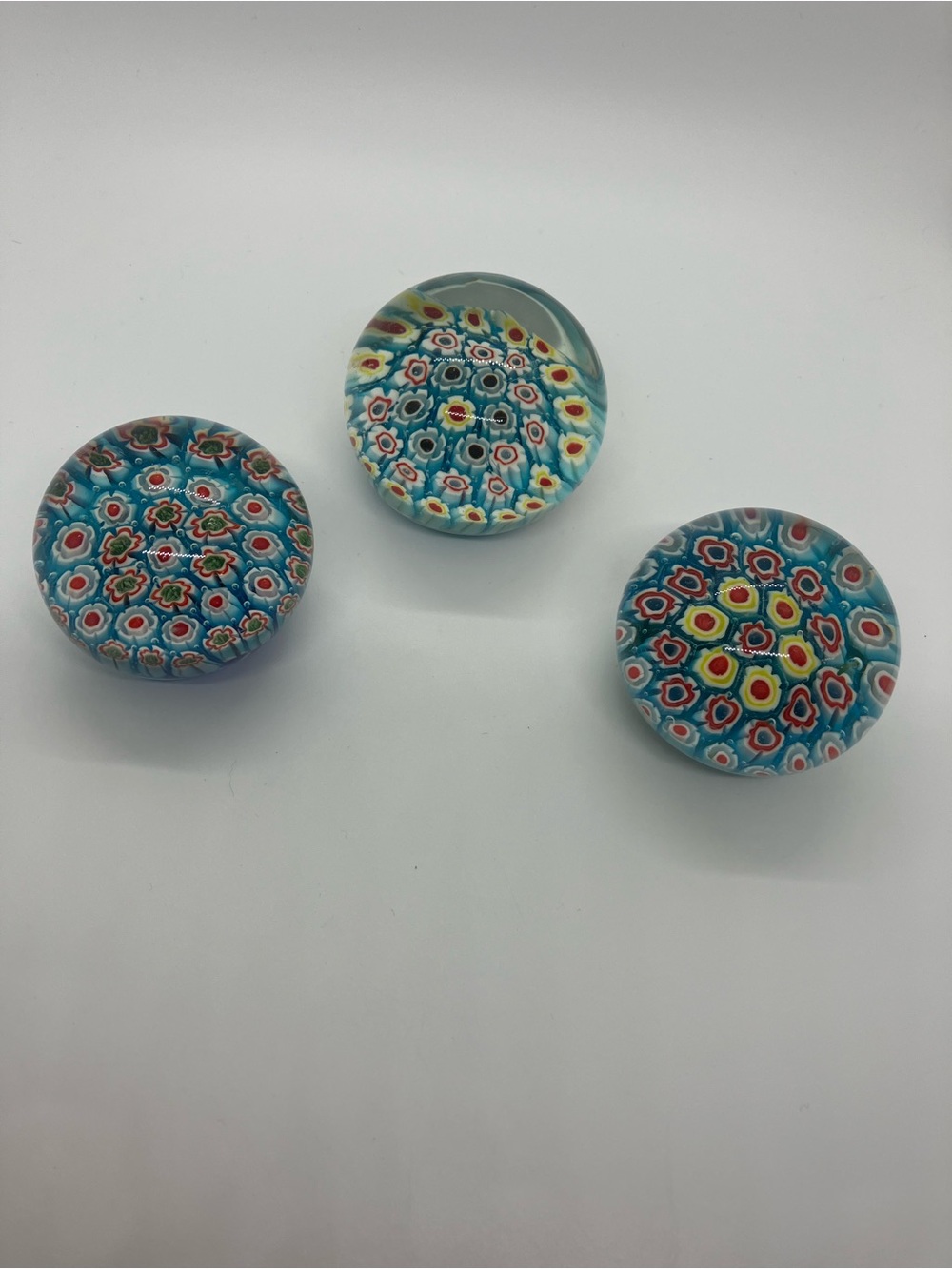 Vtg Millefiori Art Glass Paperweight Lot Bundle x3